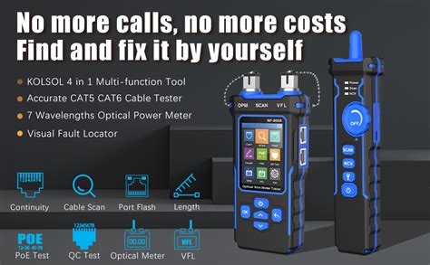 KOLSOL Network Cable Tester With 7 Wavelengths Optical Power Meter PoE