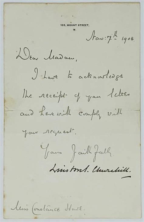 CHURCHILL SIR WINSTON LEONARD SPENCER 1874 1965 Signed Letter