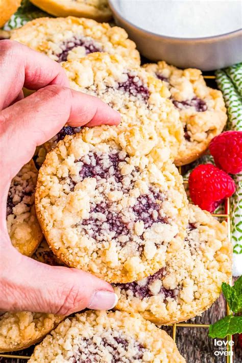 Raspberry Crumble Cookies • Love From The Oven Raspberry Crumble Crumble Cookie Recipe Lemon