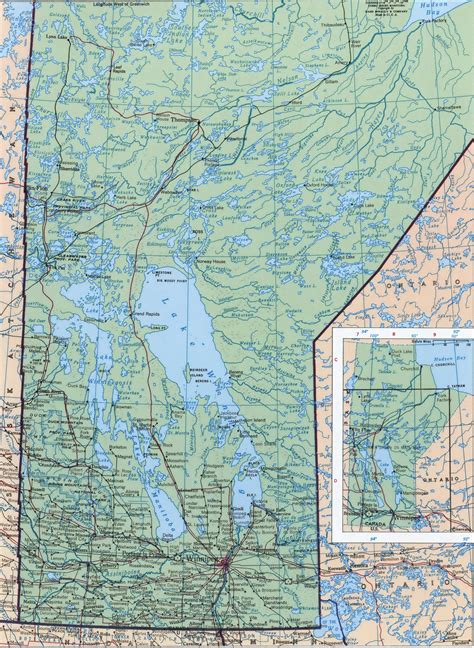 Manitoba detailed geographic map.Free printable geographic map Manitoba ...