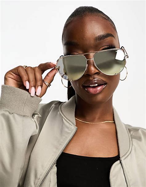 Quay High Key Aviator Sunglasses In Gold Asos