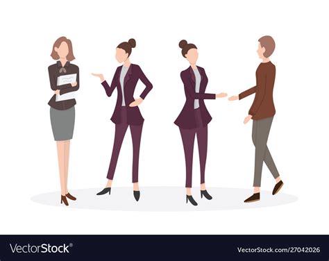 Female Office Workers In Flat Cartoon Style Vector Image