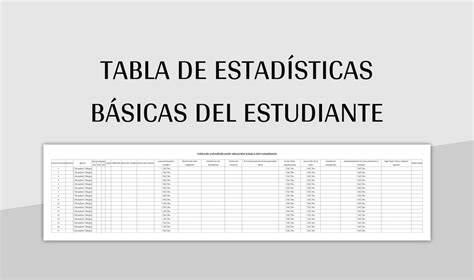 Plantilla De Excel Tabla De Estadísticas Básicas Del Estudiante Y Hoja