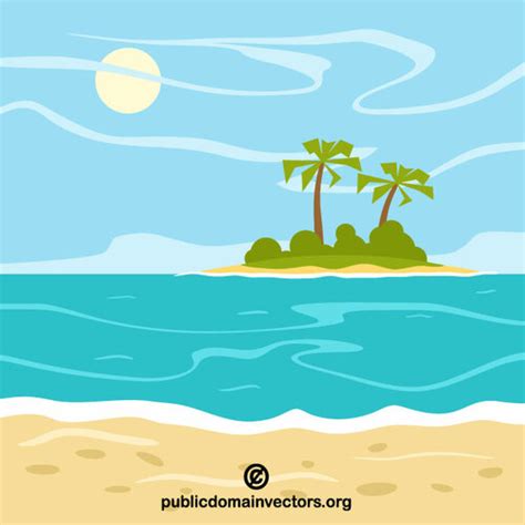 Tropical island vector clip art | Public domain vectors