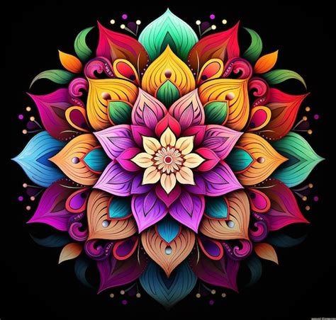 Premium Photo | Mandala Art Mandala An Indian Flower In Bright Colors In The Style O