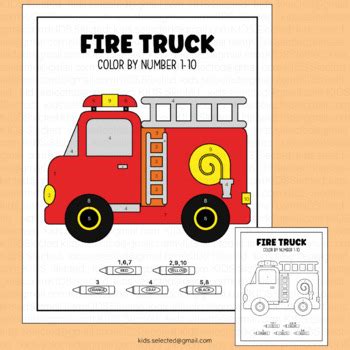 Firefighter Math Color By Number 1 10 Fire Safety Week Fire Truck