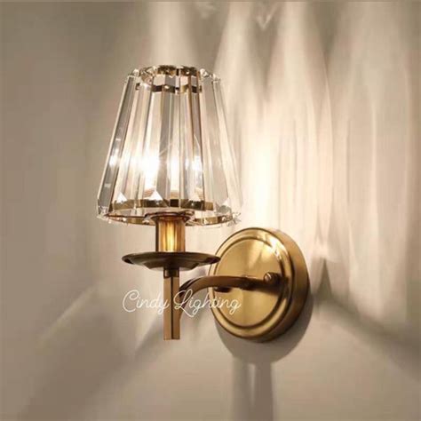 Jual Lampu Dinding Elegant Modern Gold Crystal Nordic Spear Wall Lamp