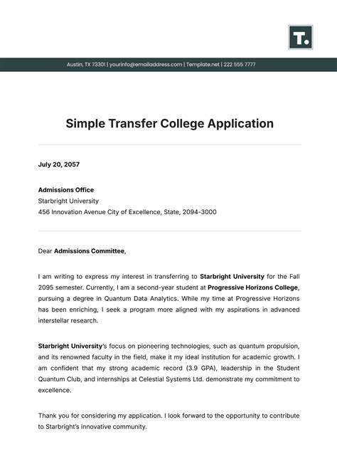 Free College Application Template To Edit Online
