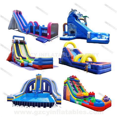 Commercial Giant Dual Lane Inflatable Water Slide Swimming Pool