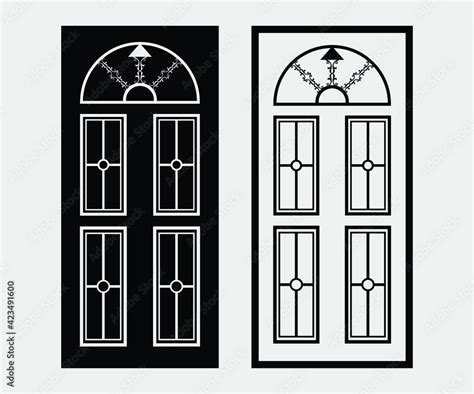 Door Printable Vector Illustration, door clipart, Door Vector, Open Door Silhouette Stock Vector ...