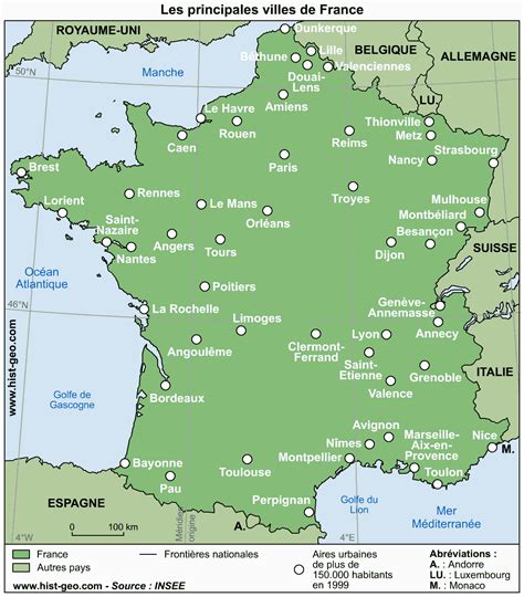 Principales Villes De France Voyage Carte Plan