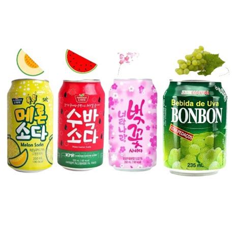 Bebidas Refrigerante Coreano Vários Sabores Melão Melancia Flor de