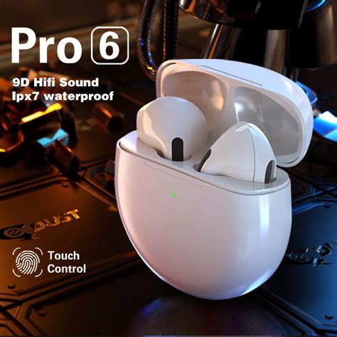 2024 New Pro6 True Wireless Earbuds Bluetooth Earphone Touch Control