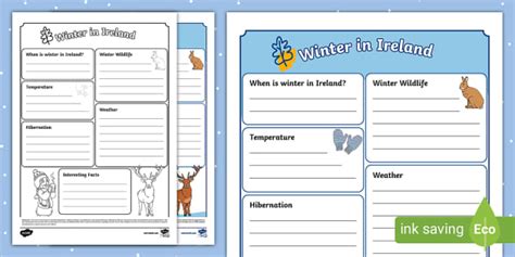 Winter In Ireland Fact File Template Hecho Por Educadores