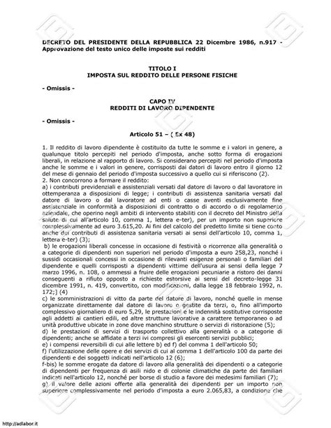 Trattamento Fiscale Delle Azioni Cedute Ai Dipendenti D P R 22