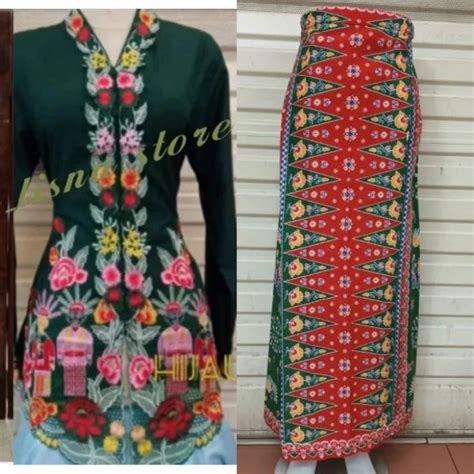 Jual SETELAN KEBAYA ENCIM MOTIF ONDEL ONDEL KEBAYA ENCIM BAHAN KATUN