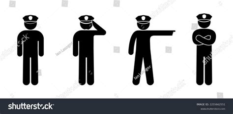 Strict Policeman Illustration Stick Figure Man เวกเตอร์สต็อก ปลอดค่า