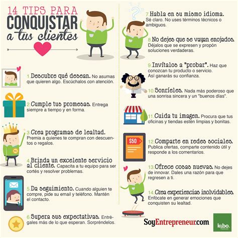 14 Consejos Para Conquistar A Tus Clientes Infografia Infographic Marketing Tics Y Formación