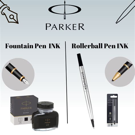 PARKER QUINK Rollerball Pen Ink Refill Medium Fountain Pen Refill