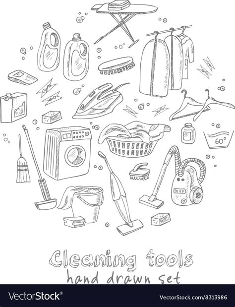 Laundry Themed Doodle Set Royalty Free Vector Image