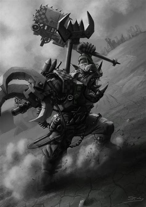 Wh40k Ork Warboss By Stugmeister On Deviantart Warhammer 40k Artwork