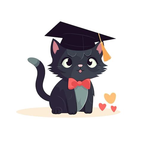 Premium Vector Graduation Cute Cat In Cartoon Style Cats Wearing