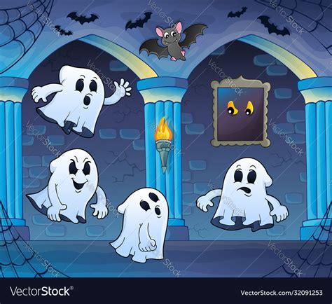 Ghosts In Haunted Castle Theme 3 Royalty Free Vector Image