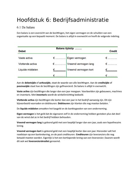 Economie Samenvatting HF 6 Hoofdstuk 6 Bedrijfsadministratie 6 De