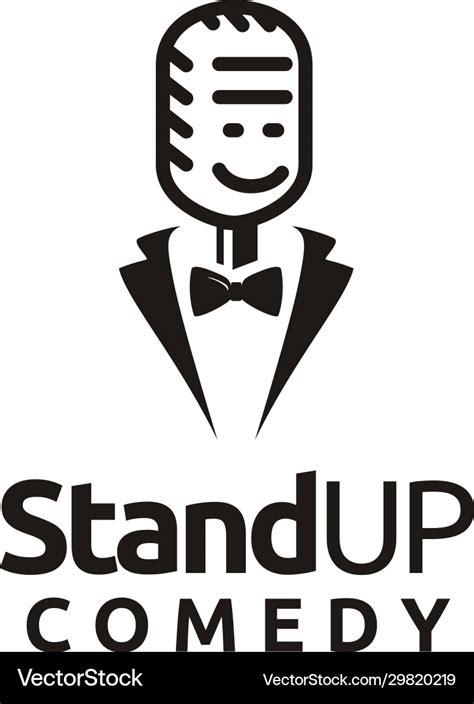 Stand Up Comedy Logo Smiling Mic Bow Tie Suit Vector Image