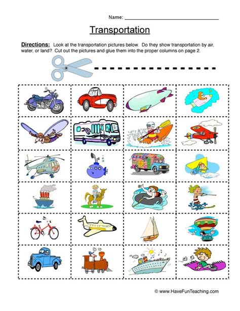 Transportation Sorting Worksheet Have Fun Teaching Transporte