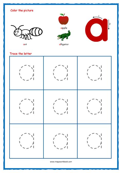 Lowercase A Tracing Worksheets