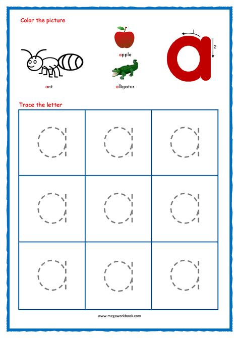 Lowercase A Tracing Worksheets