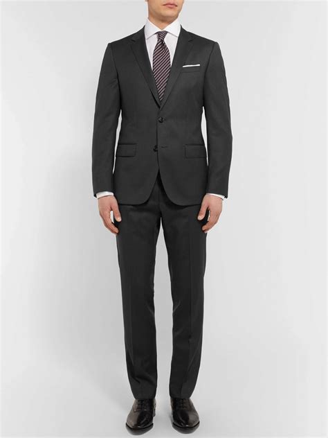 Dark Gray Grey Gibson Slim Fit Virgin Wool Suit Trousers HUGO BOSS