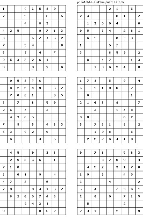 Printable Sudoku 6 Per Page