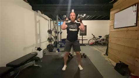 Front Rack Dumbbell Squat To Overhead Press Youtube