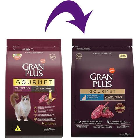 Ração Gran Plus Gourmet para Gatos Castrados Sabor Ovelha 1Kg Petnautas