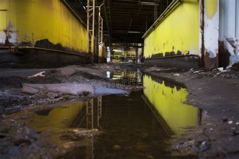 A Pool Of Toxic Waste Dumped From An Industrial Factory Stock Image