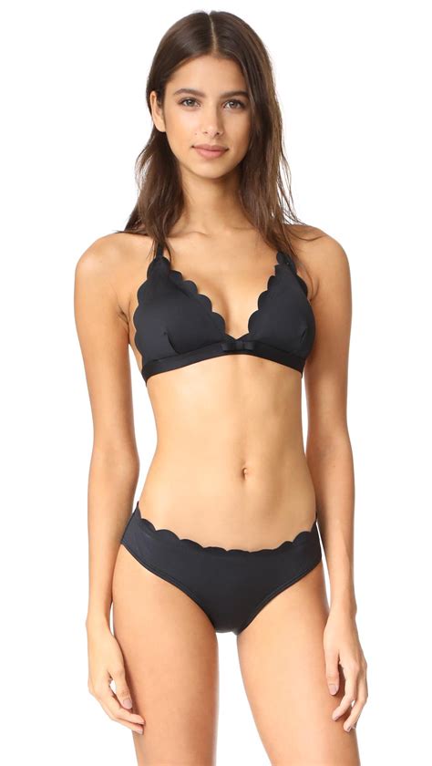 Kate Spade Scalloped Triangle Bikini Top In Black Lyst