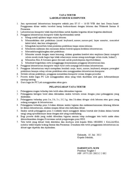 Tata Tertib Lab Komp Pdf
