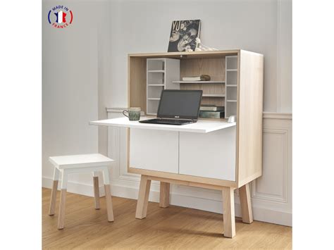 Bureau Secrétaire Avec Rangement De 90 Cm De Large En Frêne Eg3