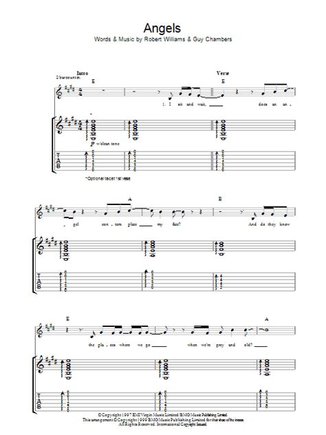 Angels By Robbie Williams Guitar Tab Guitar Instructor