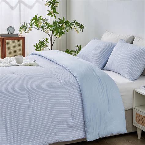 Amazon ENCOFT Light Blue Twin Comforter Set 3 Piece Soft