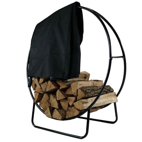 Sunnydaze Decor 24 In Black Steel Firewood Log Hoop Rack With Black