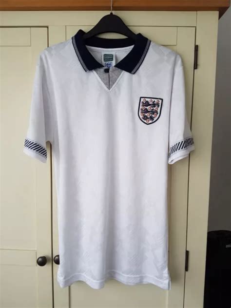 England Retro Home Shirt Small Adults Official Score Draw White