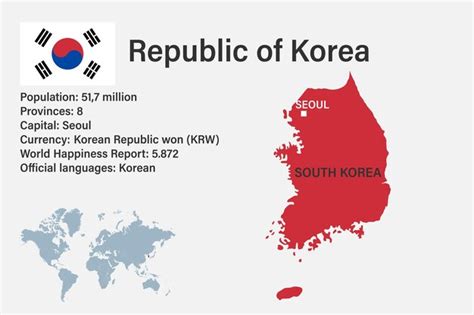 Premium Vector Highly Detailed South Korea Map With Flag Capital And