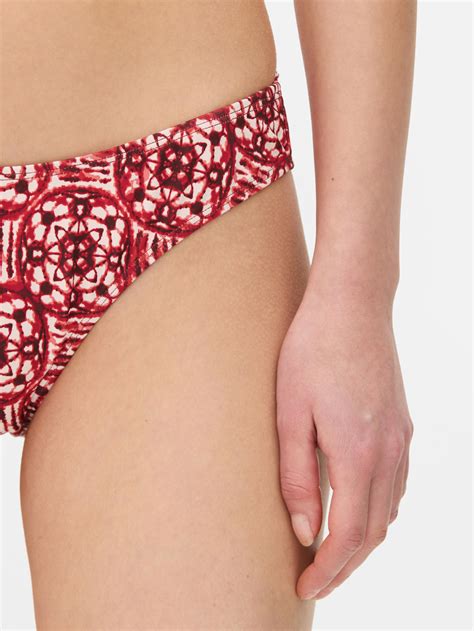 Womens Dark Red Patterned Bikini Bottoms Primark