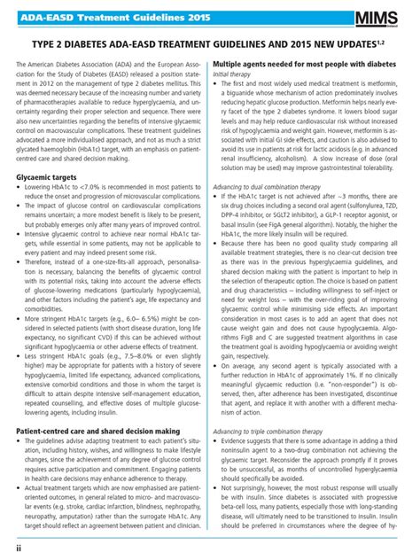 Cs Type 2 Diabetes Ada Easd Treatment Guidelines 2015 Mims Ireland July 2015 Diabetes Mellitus