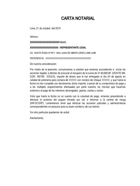 Modelo Carta Notarial Pdf