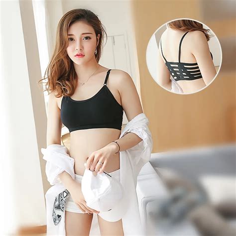 New 2018 Bra Crop Top Tanks Sexy Hollow Beauty Back Wrap Chest Pad