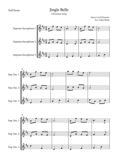 Jingle Bells Christmas Song For Soprano Saxophone Trio Arr Fabio